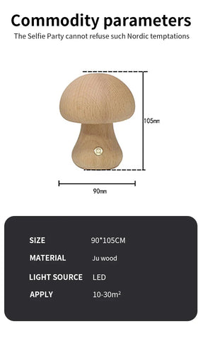 New INS LED Night Light With Touch Switch Wooden Cute Mushroom Bedside Table Lamp  Bedroom Childrens Room Sleeping Night Lamps