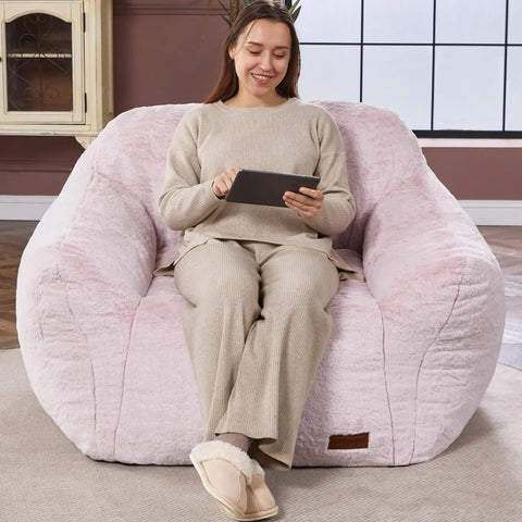 Giant Bean Bag Bag Sofa Chair with Armrests, Bean Bag Couch Stuffed High-Density Foam, Plush Lazy Sofa Comfy