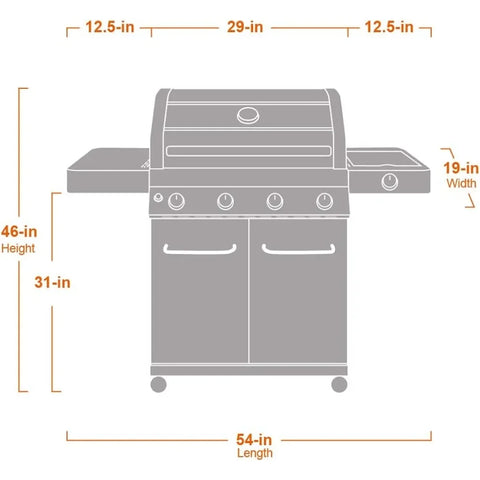 4-Burner Natural Gas Grill, Stainless Steel Cabinet Style Propane Grills, LED Controls, Side Burner, BBQ Grills