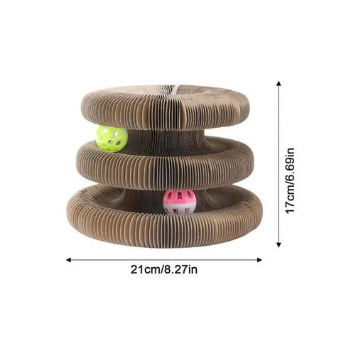 Magic Cat Scratching Board Chewing Toy Foldable Ball Track Toy Magnetic Wear-resistant Corrugated Paper Pet Nail Scratchboard