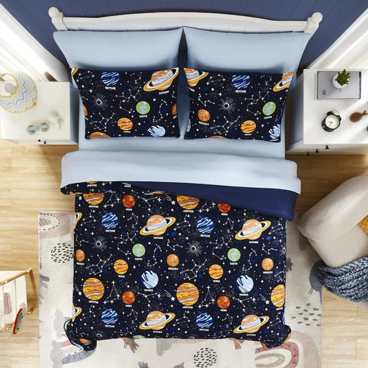 Space 7 Pieces Bed in A Bag, Lightweight Space Bedding Sets for Kids, Teens, Full