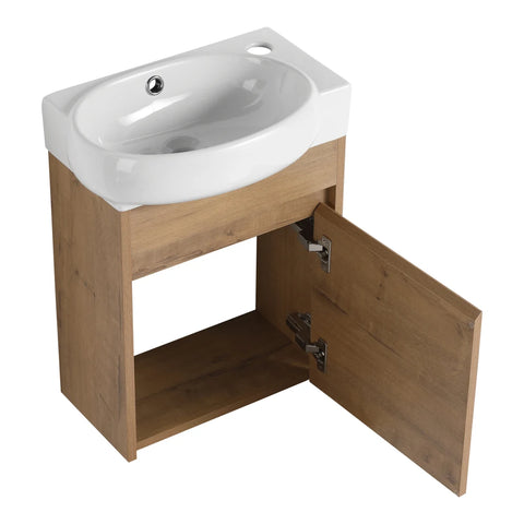 16'' Bathroom Vanity with Sink Combo Wall Mounted Small Bathroom Vanity with Floating Cabinet Chrome Faucet Bathroom Basin