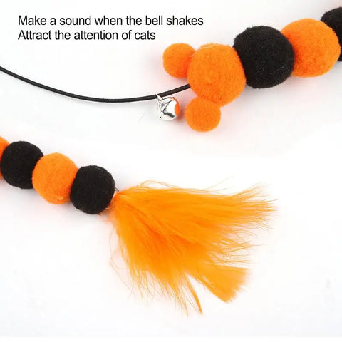 Feather Toys For Indoor Cats Feather Pet Teaser Wand Portable Pet Toys For Entertainment Multifunctional Teaser Toy With Bell &