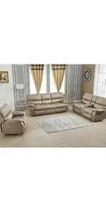 Furniture Bonded Leather Reclining Sofa Loveseat Glider Chair in Multiple Colors, 8018 (Brown, Glider Chair)