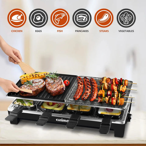 Table Grill, CUSIMAX Indoor Grill Electric Grill, Portable Korean BBQ Grill with 2 in 1 Reversible Non-stick Plate & Na