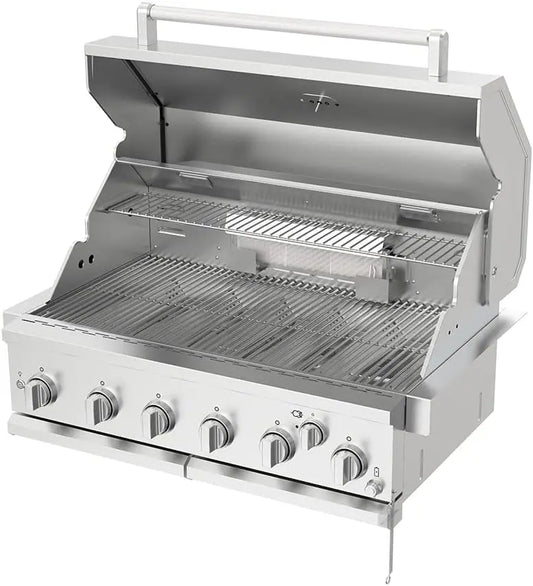 Grill Built-in Head, 6-Burner with Rear Burner Propane Grill, Convertible to Natural Gas, 36 inches Built-In Islan