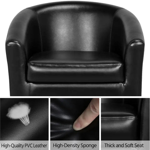 Faux Leather Barrel Accent Chair Set of 2 Black Features A Plywood Frame Foam Padding Solid Pine Legs