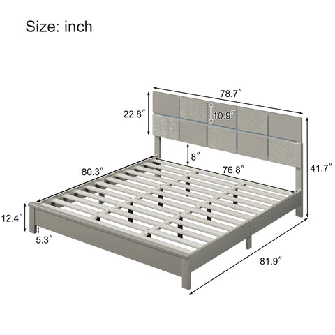 5 Pieces Champagne Silver Bedroom Sets 1 King Bed + 2 Nightstand + 1 Dresser + 1 Mirror