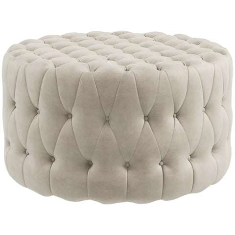 HOMCOM Button Tufted Ottoman Foot Stool with Velvet-feel Upholstery, Beige