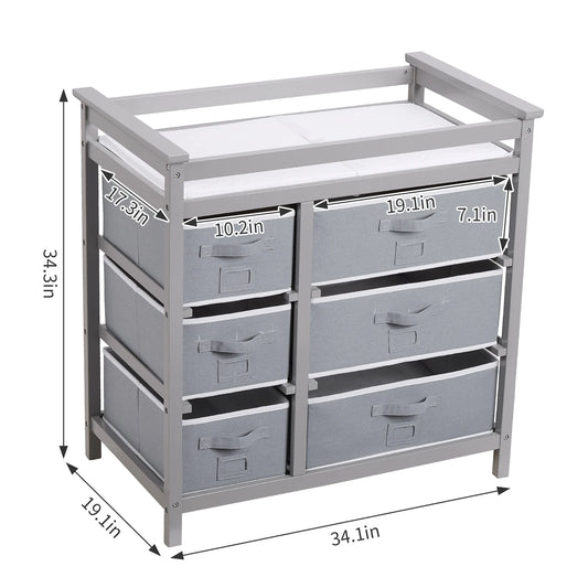 Basket Modern Baby Changing Table with 6 Storage Drawers and Pad