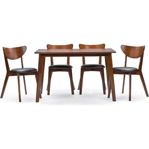 Dining Room Table Set Brown and Black Sumner 47.13-inch W Dining Set 5-Piece (114-6208-HiT) Furniture Home