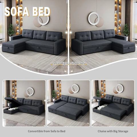 Sleeper Sofa Couch with Pull Out Bed,L Shaped Sofa Storage,Sectional Sleeper ,Convertible  So