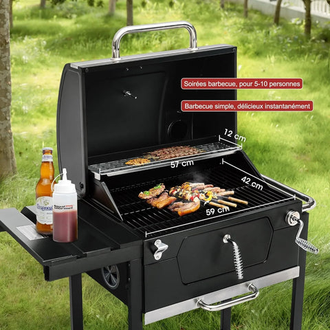 Royal Gourmet 24-Inch Charcoal Grill with Foldable Side Table, 490 Square Inches Heavy-duty BBQ Grill, Perfect for Outdoor