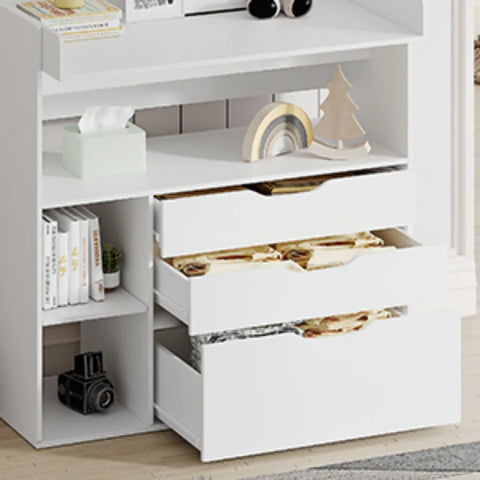 Baby Changing Table Dresser with 3 Drawers and 3 Storage Shelves, Can be Used as a Baby Dresser with Changing Table Top