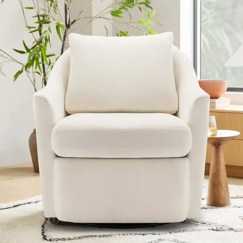 Swivel Barrel Chair Chairs for Living Room Furniture 30'' Wide Upholstered Velvet Arm Chair Accent Chair With Back Pillow Home