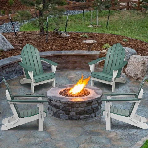 HDPE Folding Adirondack Chair Outdoor Patio All-Weather Fire Pit Chairs