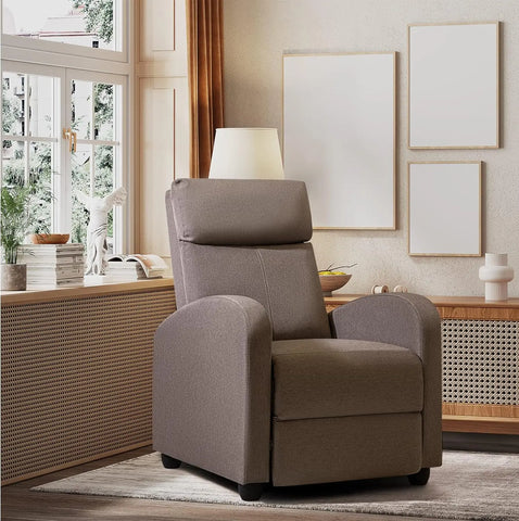 Recliner Chair Adjustable Home Theater Single Fabric Recliner Sofa Furniture with Thick Seat Cushion and Backrest Modern