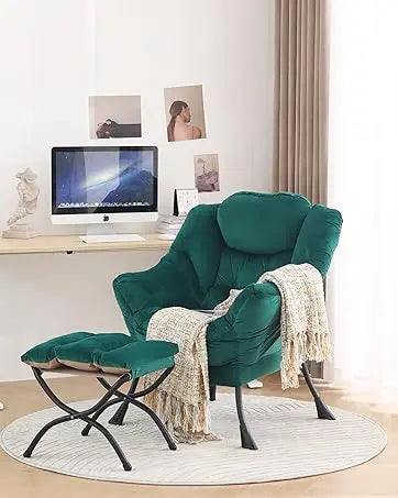 Lazy Chair with Ottoman, Modern Large Accent Lounge Chair, Leisure Sofa Armchair with Ottoman, Reading Chair with Footrest