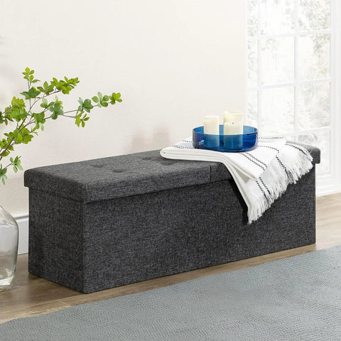 Otto & Ben 45" Storage Ottoman with SMART LIFT Top, Upholstered Tufted Bench, Foot Rest, Brown, 14.96"D x 44.88"W x 14.96"H