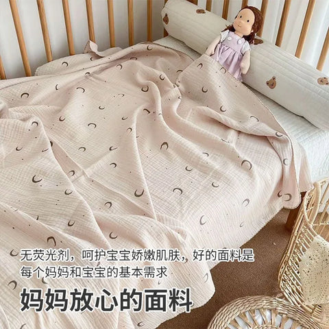 110*130cm Baby Muslin Blanket Gauze Thin Quilt Floral Print Double Layer Cotton Swaddle Blanket Stroller Cover Kids Bedding