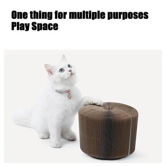 Magic Cat Scratching Board Chewing Toy Foldable Ball Track Toy Magnetic Wear-resistant Corrugated Paper Pet Nail Scratchboard