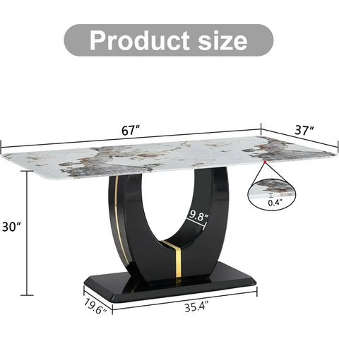 67”Modern Dining Table for 6,Rectangular kitchen table with faux marble tabletop ＆ Ideal for Dining Room, Kitchen Room