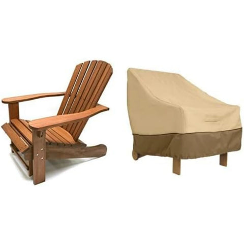 US  CD3111 Eucalyptus Adirondack Chair and Built In Ottoman