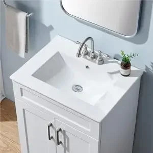 24" Bathroom Vanity, Small Bathroom Vanity with Sink, White Bathroom Sink Cabinet, Modern Bath Vanity Combo