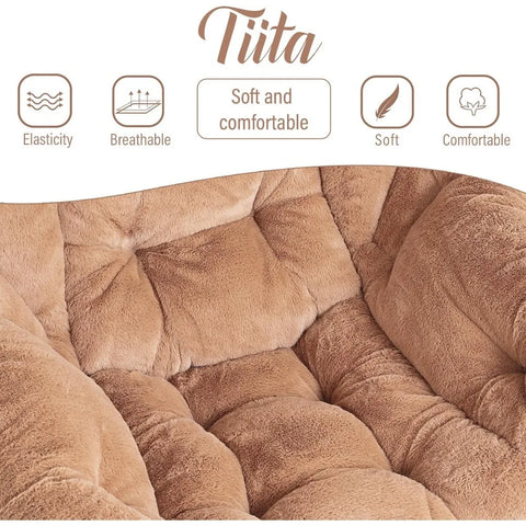 Tiita Lazy Chair with Ottoman, Modern Large Accent Lounge Chair, Leisure Sofa Armchair with Ottoman, Reading Chair