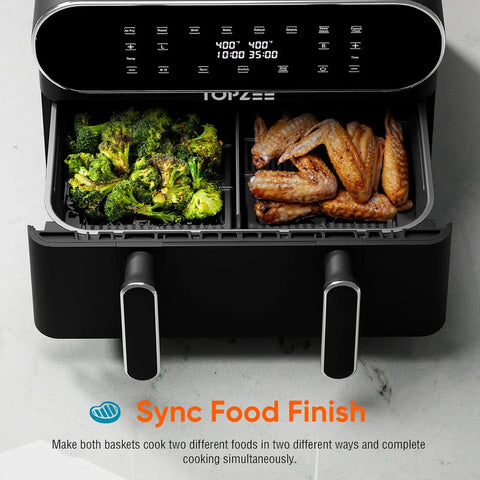 Large Air Fryer - 8 in 1 XL Airfryer with Basket Divider, For Air Fry, Roast, Broil, Bake, Reheat, Dehydrate, Keep Warm, a