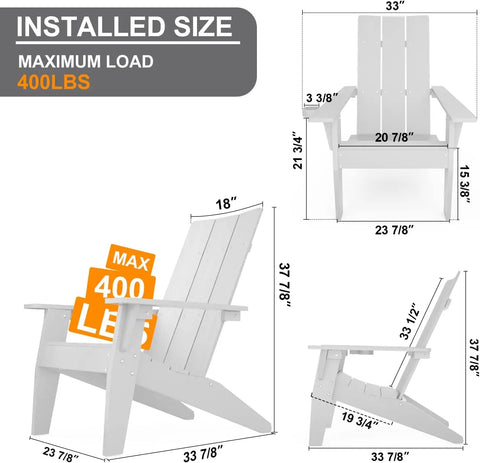 Adirondack Chair Weather Resistant with Cup Holder Fire Pit Chairs Adorondic Plastic Outdoor Chairs for Firepit Area Seating