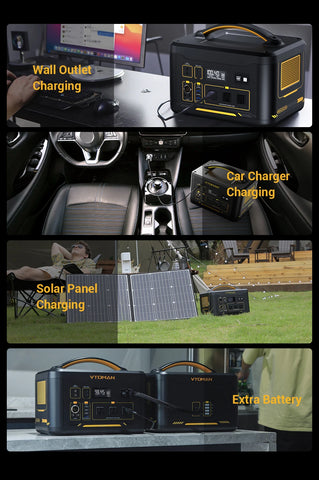 VTOMAN JUMP 1500X Portable Power Station Camping LiFePO4 Battery 828Wh 1500W AC Outlets Solar Generator For Home RV Outdoor