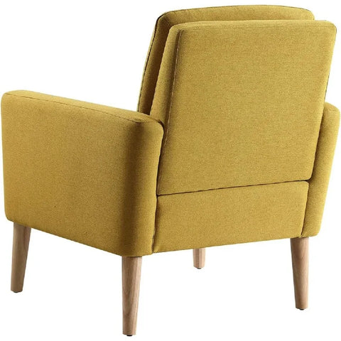 Lohoms Modern Accent Fabric Chair Single Sofa Comfy Upholstered Arm Chair Living Room Furniture Mustard Yellow