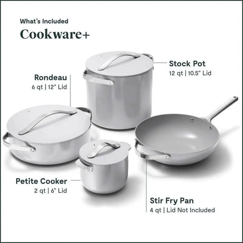 Cookware+ Collection - Specialty Cookware Set - Petite Cooker, Stir Fry Pan, Rondeau