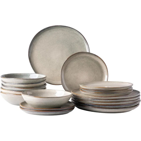 Ceramic Dinnerware Sets,Handmade Reactive Glaze Plates and Bowls Set,Highly Chip and Crack Resistant