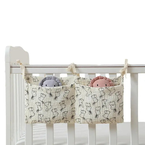 Baby Crib Storage Bag Cotton Multifunctional Newborn Bed Headboard Organizer For Kids Baby Bedding Diaper Bag