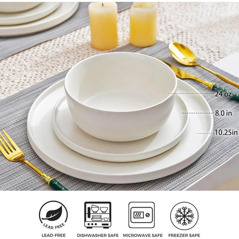 AmorArc Stoneware Dinnerware Sets of 6,Reactive Ceramic Plates and Bowls Set,Highly Chip and Crack Resistant | Dishwasher