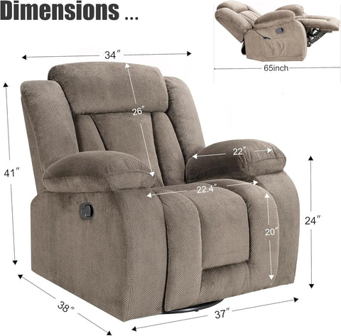 Recliner Chairs, Adults Manual Reclining Sofa Chair Oversized Recliner Chair for Living Room Comfy, Recliner Chair