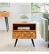 Bme Georgina Solid Wood Coffee Tables for Living Room,Coffee Table Mid Century Modern with 2 Symmetrical Storage Drawers &amp