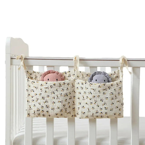 Baby Crib Storage Bag Cotton Multifunctional Newborn Bed Headboard Organizer For Kids Baby Bedding Diaper Bag