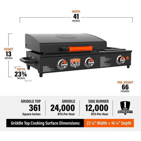 On The Go Range top Combo with Hood & Handles Heavy Duty Flat Top BBQ Griddle Grill Station for Kitchen, Camping