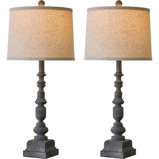 Oneach 27.75" Vintage Farmhouse USB A+C Table Lamps Set of 2 for Living Room Traditional Bedside Lamps for Bedroom Office Mid