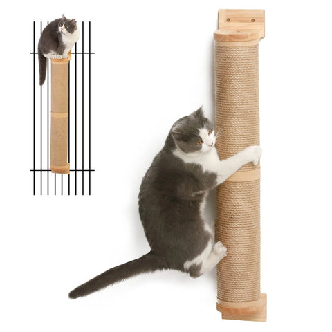 Cat Scratching Post Wall Furniture Wood Wall Mounted Kitten Scratcher Tree for Large Cats Thicker Columns for Multi-Functions