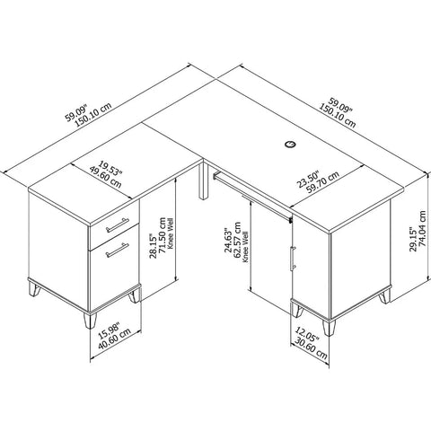 L Shaped Desk with Storage | Corner Computer Table for Home Office, 60W, Maple Cross,Office Desk