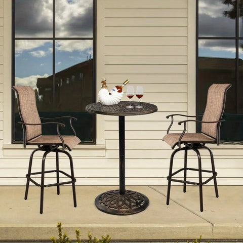 40" Outdoor Patio Bar Bistro Pub Table All-Weather Cast Aluminium Round, Bronze