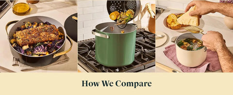 Caraway Cookware+ Collection - Specialty Cookware Set - Petite Cooker, Stir Fry Pan, Rondeau, & Stock Pot - 3 Lids & Storage