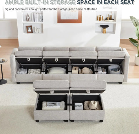 Modular Sectional Sofa, U Shaped Sofa Couch with Storage, Soft Sponges, Seat Modular Couch with Chaise for Living Room