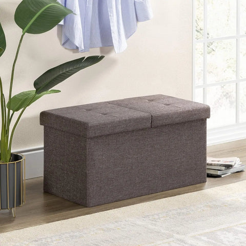 Otto & Ben 45" Storage Ottoman with SMART LIFT Top, Upholstered Tufted Bench, Foot Rest, Brown, 14.96"D x 44.88"W x 14.96"H