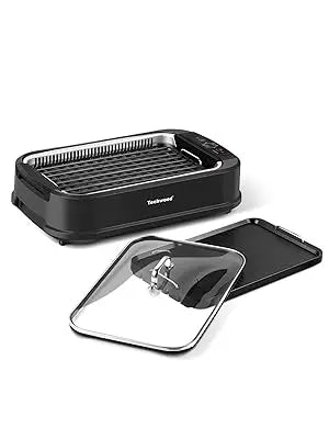 Grill, Techwood 1500W Smokeless Electric Grill with 2 in1 Nonstick Grill/Griddle Plates, Portable Korean BBQ Grill with 6