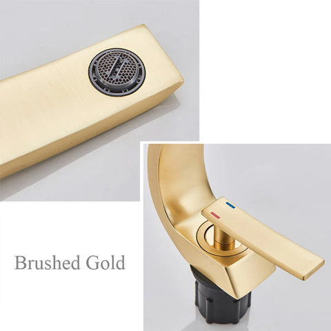 Polished Golden Bathroom Faucet Single Handle Hot Cold Mixier Tap Vanity Sink Faucet Deck Mount Crane